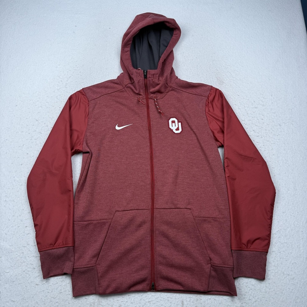 Oklahoma Sooners Jacket Mens M Red Football Nike Dri-FIT Hoodie Team Issue